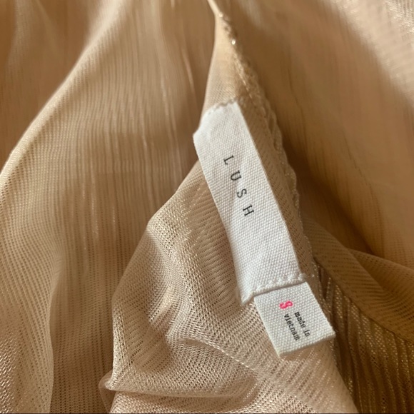 S LUSH SHIMMERY GOLDTONE SLIP MIDI DRESS - Picture 2 of 4